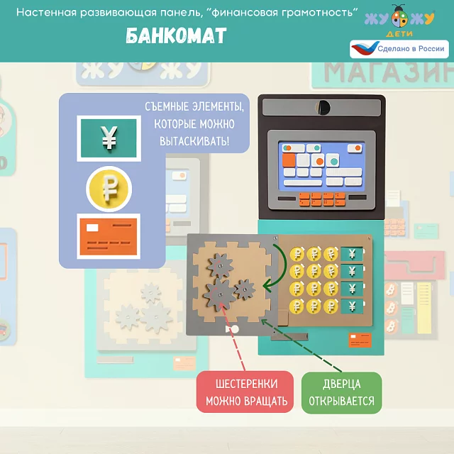 Настенная развивающая панель "Финансовая грамотность", банкомат