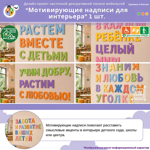 Дизайн-проект настенной декоративной панели "Мотивирующие надписи для интерьера" 1 шт.