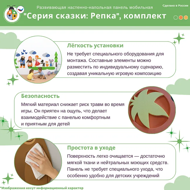 Развивающая настенная панель мобильная "Серия сказки: Репка", комплект