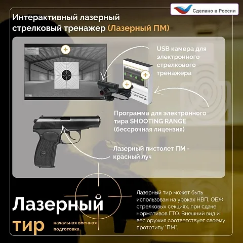 Интерактивный лазерный стрелковый тренажер (Лазерный ПМ)