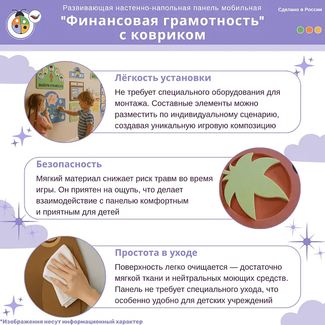 Настенная развивающая панель "Финансовая грамотность" с ковриком