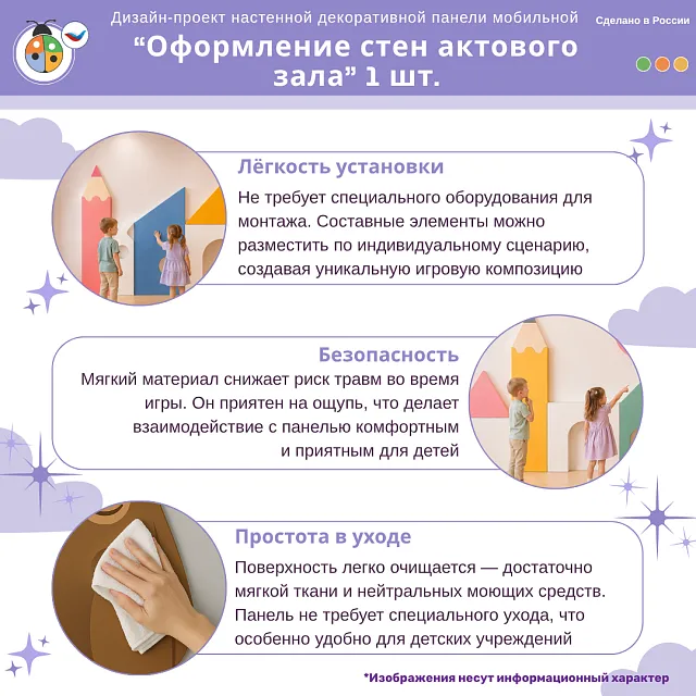 Дизайн-проект настенной декоративной панели "Оформление стен актового зала" 1 шт.