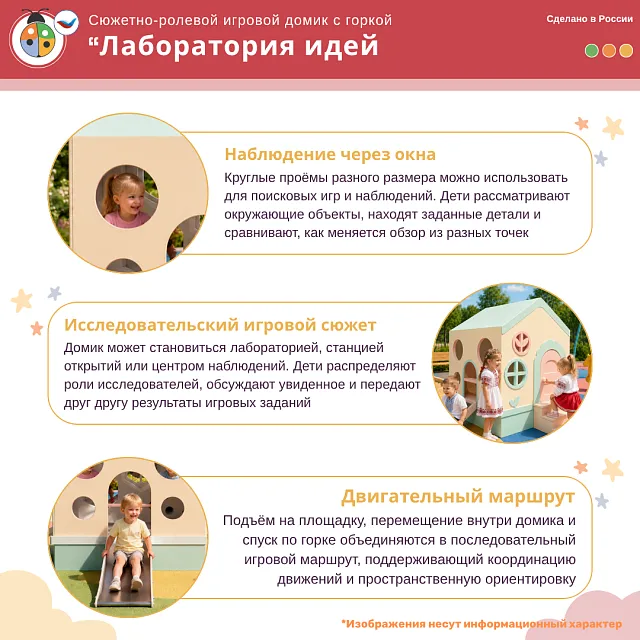 Сюжетно-ролевой игровой домик с горкой “Лаборатория идей”