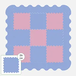 Коврик-пазл Жу-Жу с широкими бортиками "Волна", 9 клеток 260 мм, розово-голубой