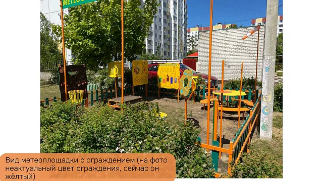 Ограждение, цвет: желтый, форма плашек округлые (11 секций) стандартное