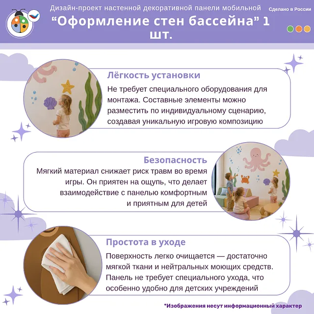 Дизайн-проект настенной декоративной панели "Оформление стен бассейна" 1 шт.