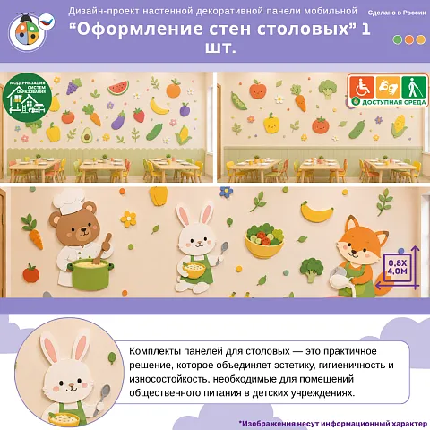 Дизайн-проект настенной декоративной панели "Оформление стен столовых" 1 шт.