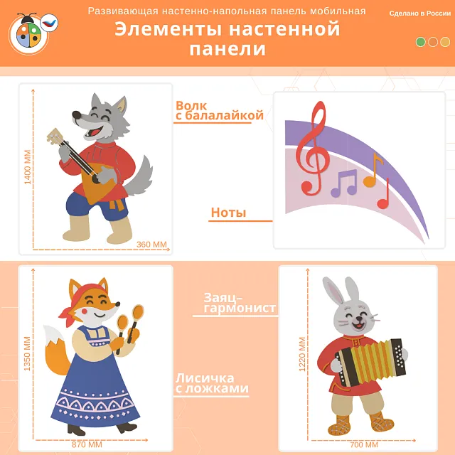 Настенная развивающая панель мобильная “Музыканты”