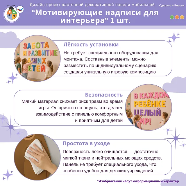 Дизайн-проект настенной декоративной панели "Мотивирующие надписи для интерьера" 1 шт.