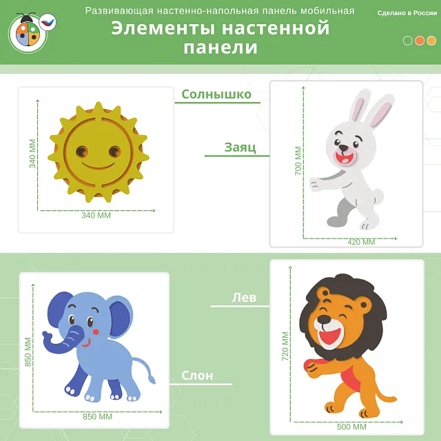 Развивающая настенная панель мобильная “Пушистики и хвостики”