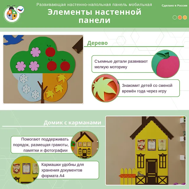 Развивающая настенная панель мобильная "Окружающая среда" макси, мягкий полимер