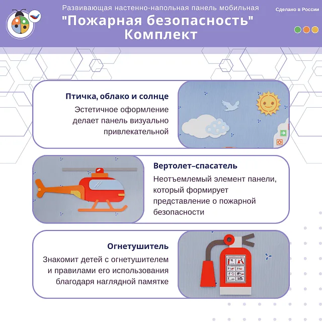Развивающая настенная панель мобильная "Пожарная безопасность", комплект