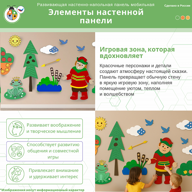 Развивающая настенно-напольная панель мобильная "Серия сказки: Царевна-лягушка", комплект