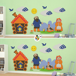 Развивающая настенная панель мобильная "Серия сказки: Курочка-Ряба" комплект