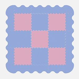 Коврик-пазл Жу-Жу с широкими бортиками "Волна", 9 клеток 260 мм, розово-голубой