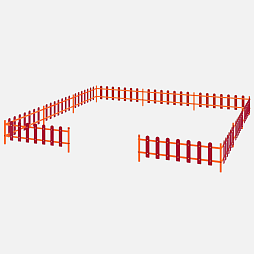 Ограждение, цвет: красный, форма плашек округлые (11 секций) для патриотической площадки