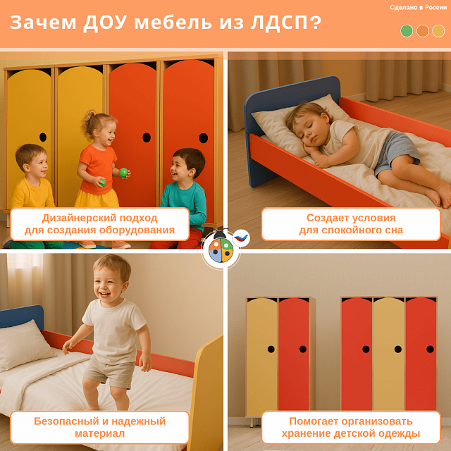 Шкафчик 2-секционный для детского сада