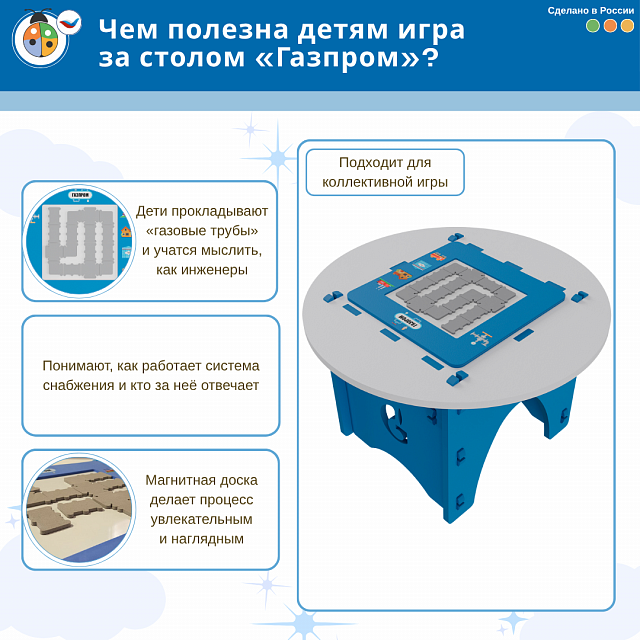 Игровой мягкий сборный стол "Газпром" с интерактивными элементами