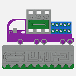 Элемент настенной панели "Машинка под краном", мягкий полимер
