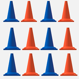 Набор конусов сигнальных 6 голубых + 6 оранжевых, 330 мм