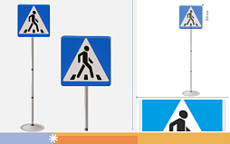 Знак дорожный "Пешеходный переход" ПВХ 5.19.1 на стойке с основанием светоотражающий