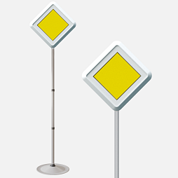 Знак дорожный "Главная дорога" ПВХ 2.1 на стойке с основанием светоотражающий