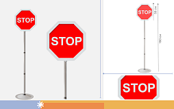 Знак дорожный "Движение без остановки запрещено" ПВХ 2.5  на стойке с основанием светоотражающий