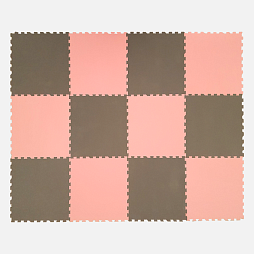 Коврик конструктор для игр и ползания "Жу-Жу", 12 клеток 390 мм, розово-серый