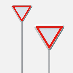 Знак дорожный "Уступи дорогу" 2.4 на столбе стационарный светоотражающий