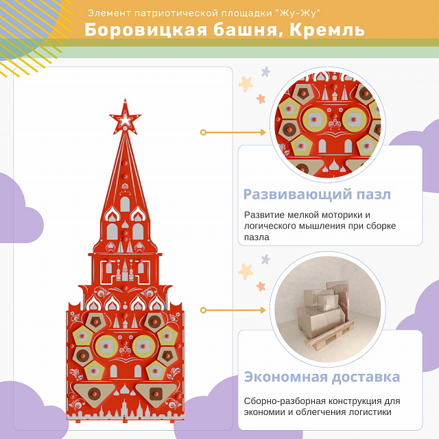 Элемент патриотической площадки "Жу-Жу" - Боровицкая башня, Кремль