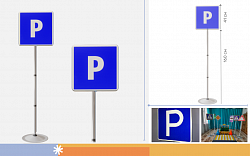 Знак дорожный "Место стоянки" 6.4 типоразмер 40 на стойке с основанием 3кг светоотражающий
