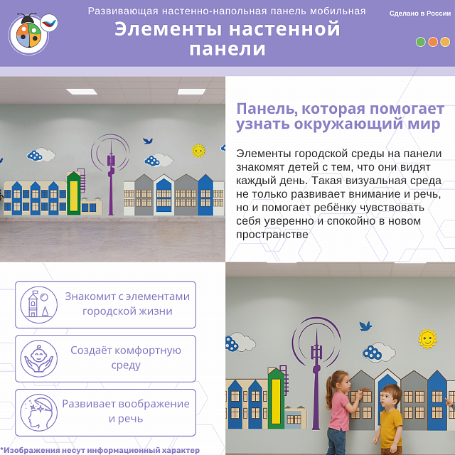 Развивающая настенно-напольная панель мобильная "Городские мотивы", комплект