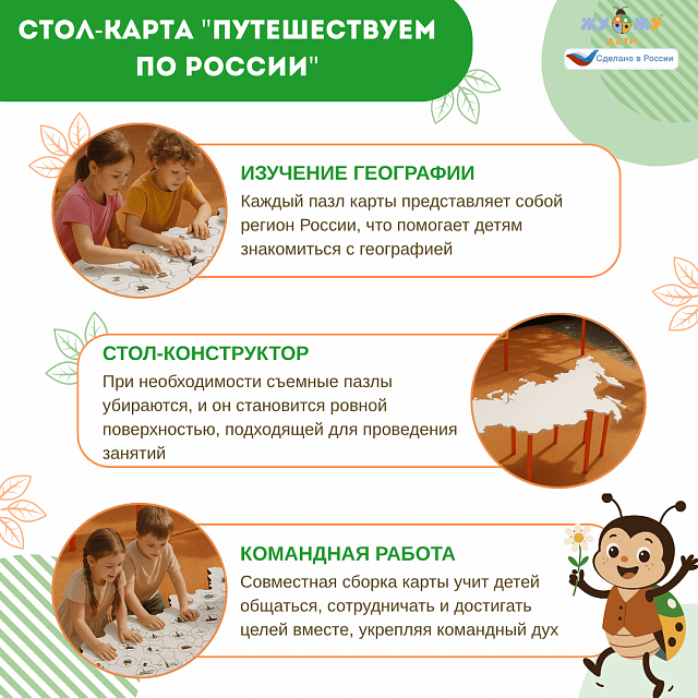 Стол-карта "Путешествуем по России" интерактивный NEW