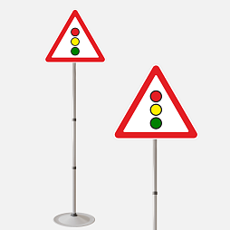 Знак дорожный "Светофорное регулирование" ПВХ 1.8 на стойке с основанием светоотражающий