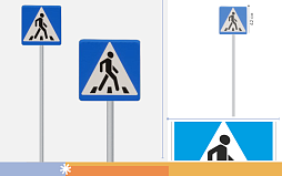 Знак дорожный "Пешеходный переход" 5.19.1 на столбе стационарный светоотражающий
