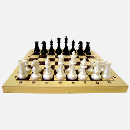 Шахматы гроссмейстерские пластмассовые в деревянной доске акционные