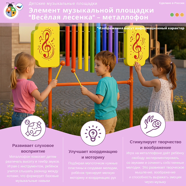 Элемент музыкальной площадки "Весёлая лесенка" - металлофон