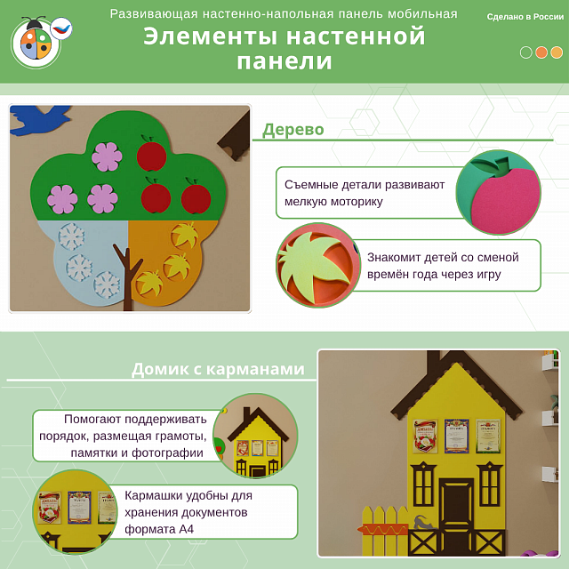 Развивающая настенно-напольная панель мобильная "Окружающая среда" миди, мягкий полимер