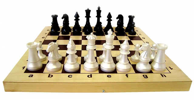 Шахматы гроссмейстерские пластмассовые в деревянной доске