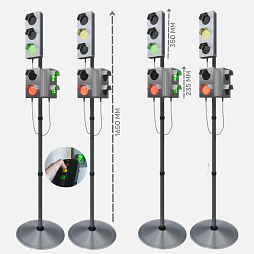 Набор светодиодных светофоров "Четырехсторонний перекресток" с обратным отсчетом времени и анимацией, мобильный