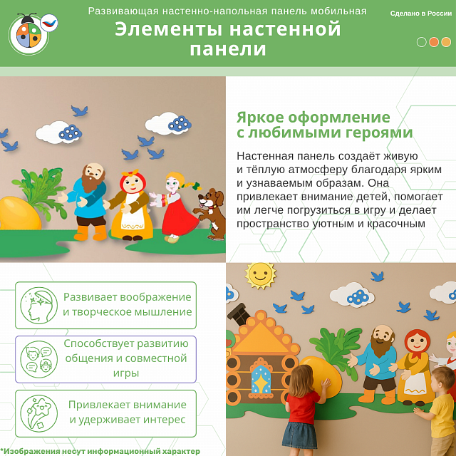 Развивающая настенно-напольная панель мобильная "Серия сказки: Репка", комплект