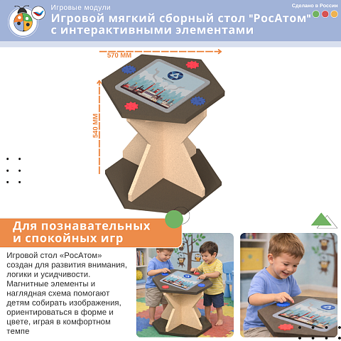 Игровой развивающий модуль с бизи элементами "Стол Росатом"