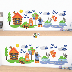 Развивающая настенная панель мобильная "Серия сказки: Сказка о рыбаке и рыбке", комплект