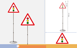 Знак дорожный "Светофорное регулирование" ПВХ 1.8 на стойке с основанием светоотражающий