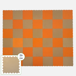 Коврик конструктор для игр и ползания "Жу-Жу", 42 клеток 260 мм, оранжево-бежевый