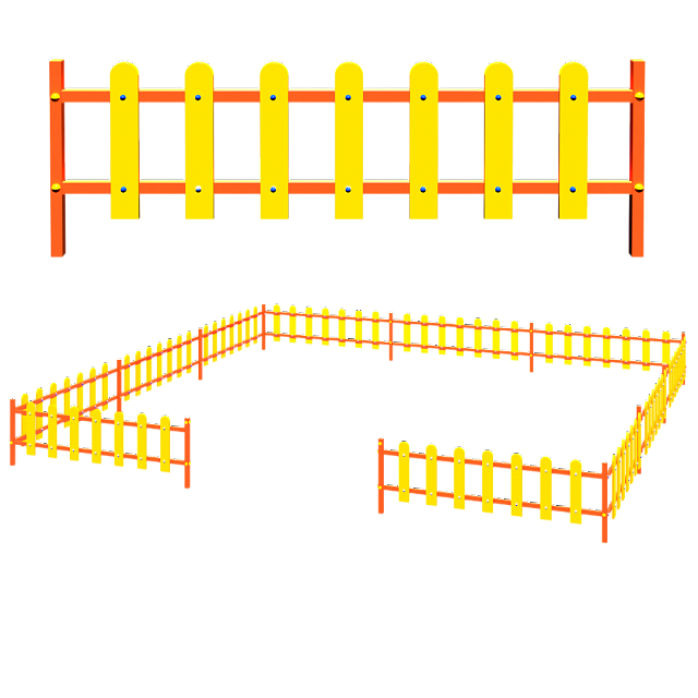 Заборчик для музыкальной площадки, цвет: желтый, форма плашек округлые (11 секций)