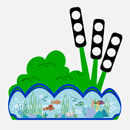 Элемент настенной панели "Вода с камышом" мягкий полимер
