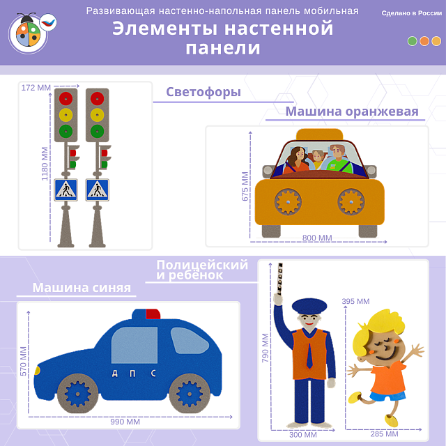 Развивающая настенная панель мобильная "ПДД" миди, комплект