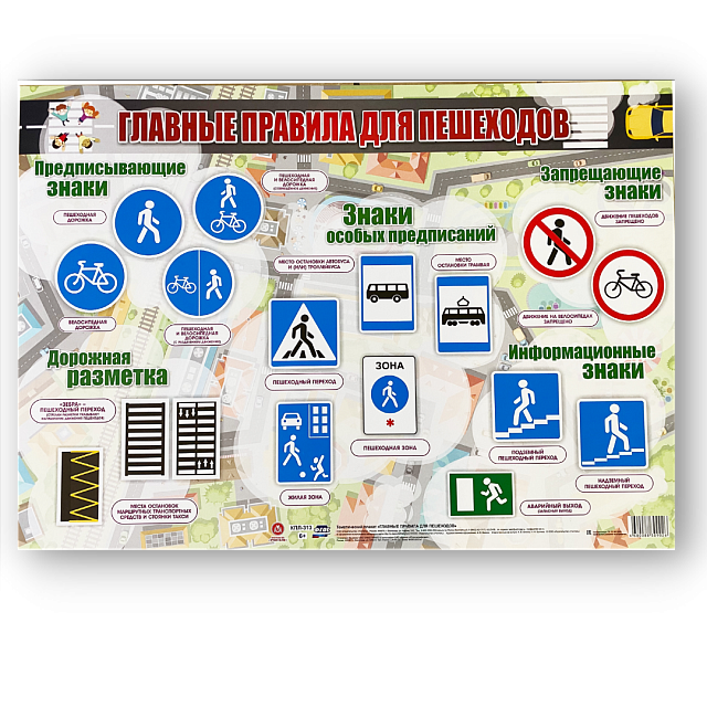 Учебно-методический плакат "Дорожные знаки пешеходу"
