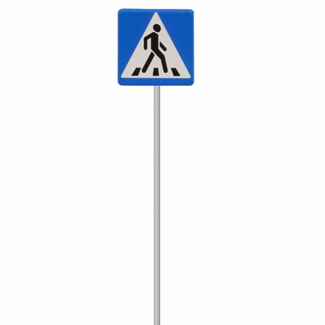Знак дорожный "Пешеходный переход" 5.19.1 типоразмер 40 на столбе стационарный светоотражающий